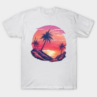 pastel mountain range with palm trees T-Shirt